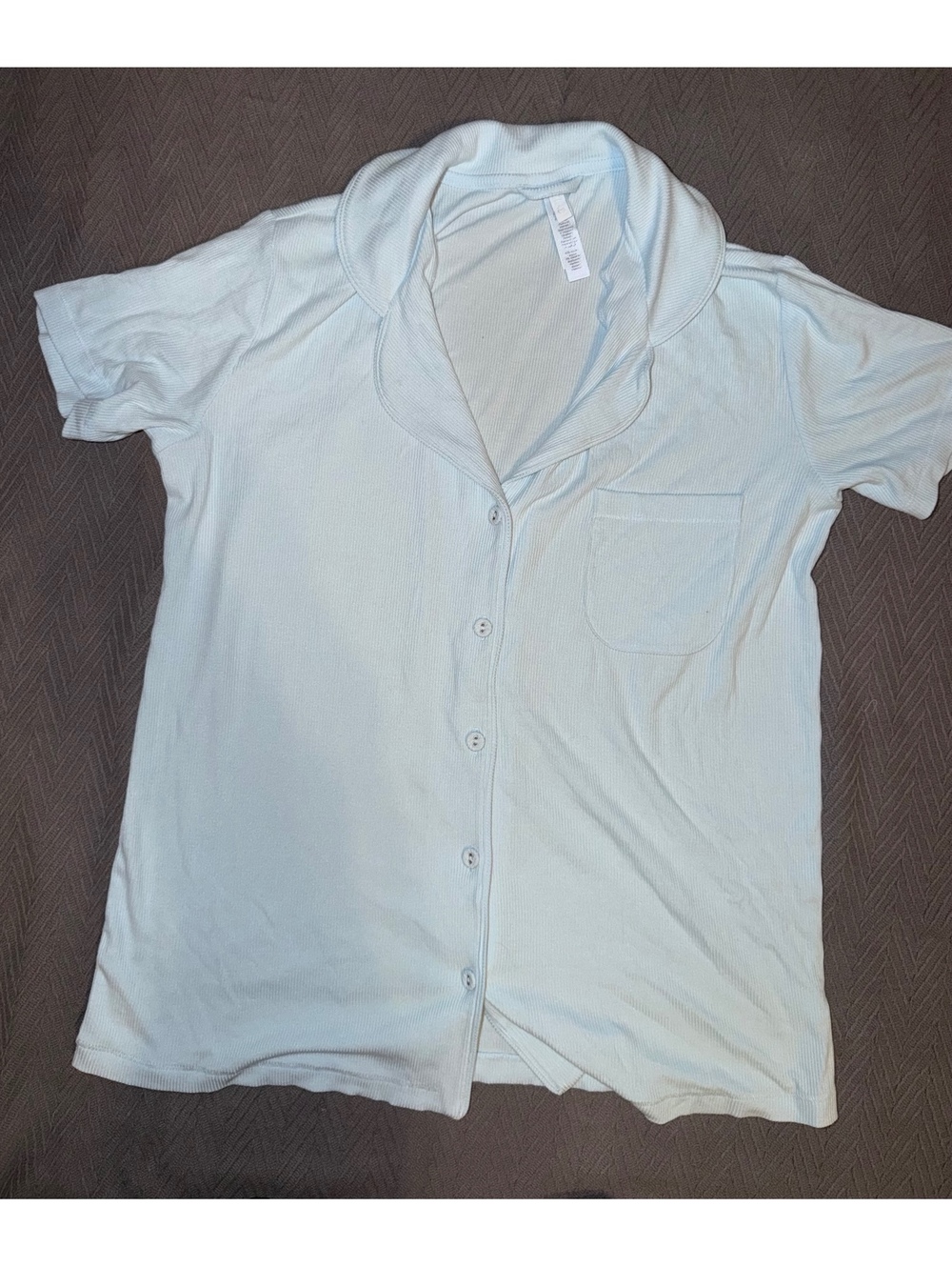 Skims Soft Lounged, Ribbed, Frost Sleep Shirt, Size S